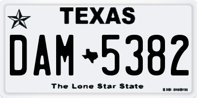 TX license plate DAM5382
