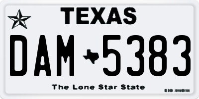 TX license plate DAM5383