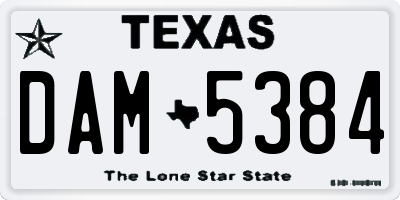TX license plate DAM5384