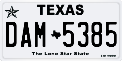 TX license plate DAM5385