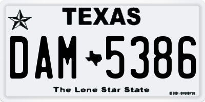 TX license plate DAM5386