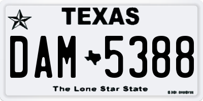 TX license plate DAM5388
