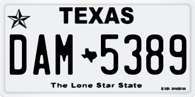 TX license plate DAM5389