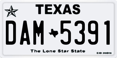 TX license plate DAM5391