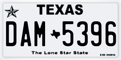 TX license plate DAM5396