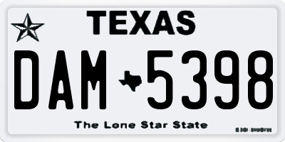 TX license plate DAM5398