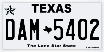 TX license plate DAM5402