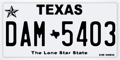 TX license plate DAM5403