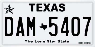 TX license plate DAM5407