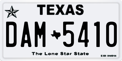 TX license plate DAM5410