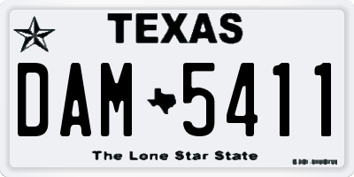 TX license plate DAM5411
