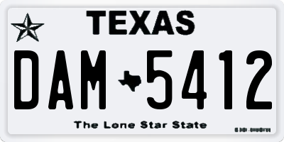 TX license plate DAM5412