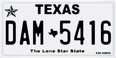 TX license plate DAM5416