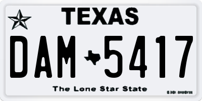 TX license plate DAM5417