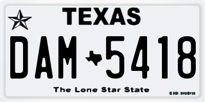 TX license plate DAM5418