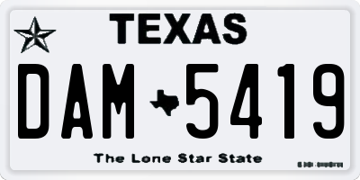 TX license plate DAM5419