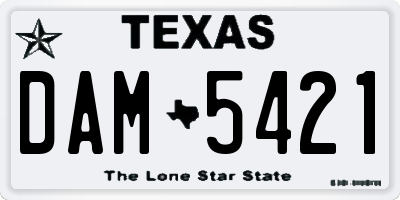 TX license plate DAM5421