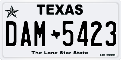 TX license plate DAM5423