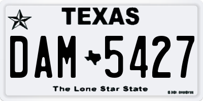 TX license plate DAM5427