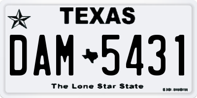 TX license plate DAM5431