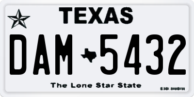 TX license plate DAM5432