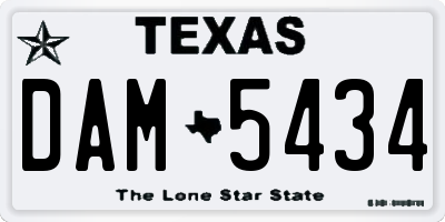 TX license plate DAM5434