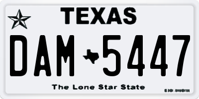 TX license plate DAM5447
