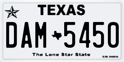 TX license plate DAM5450