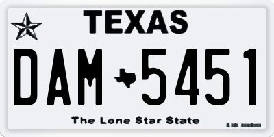 TX license plate DAM5451