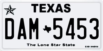 TX license plate DAM5453