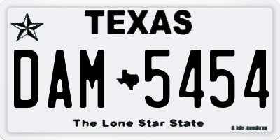 TX license plate DAM5454
