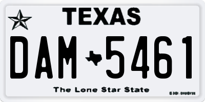 TX license plate DAM5461