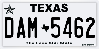 TX license plate DAM5462