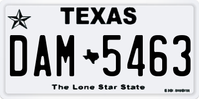 TX license plate DAM5463