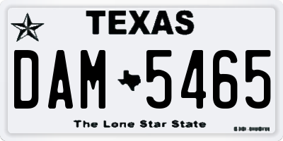 TX license plate DAM5465
