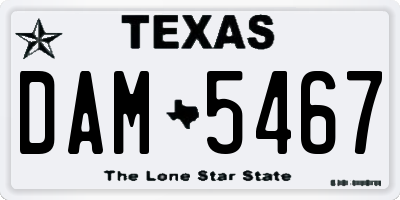 TX license plate DAM5467