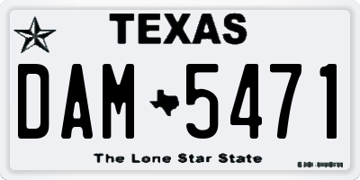 TX license plate DAM5471