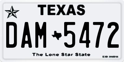 TX license plate DAM5472