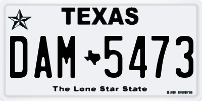 TX license plate DAM5473