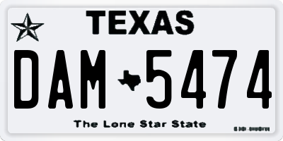 TX license plate DAM5474