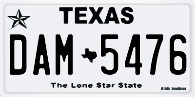 TX license plate DAM5476