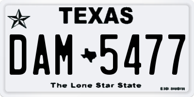 TX license plate DAM5477