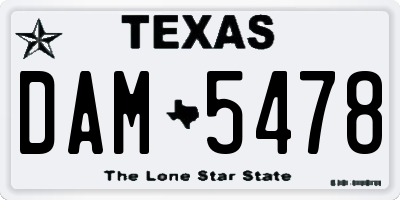 TX license plate DAM5478