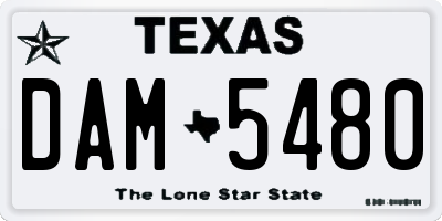 TX license plate DAM5480