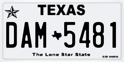 TX license plate DAM5481