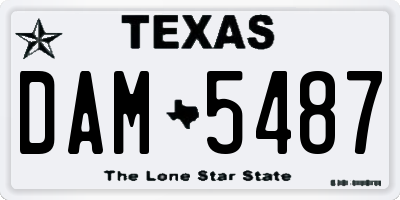 TX license plate DAM5487