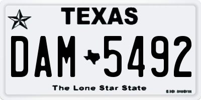 TX license plate DAM5492