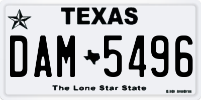 TX license plate DAM5496