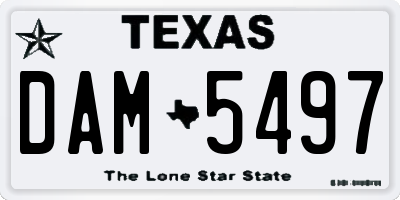TX license plate DAM5497