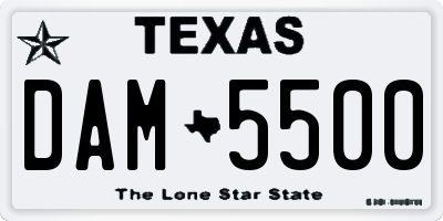 TX license plate DAM5500